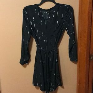 Black white pattern long sleeve Ann Taylor Dress